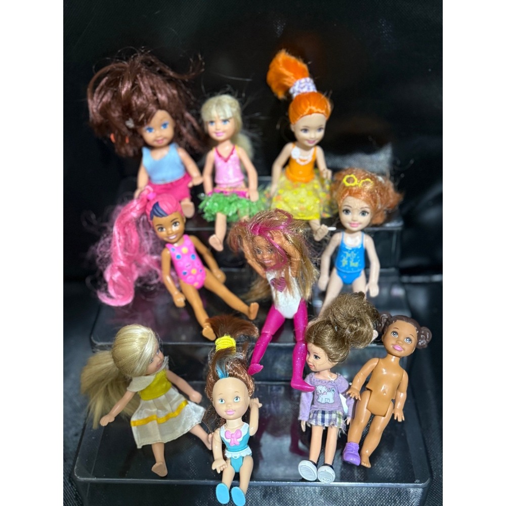 Lot of 9 Chelsea Barbie Dolls Small Mini Figurines Various Outfits Toys